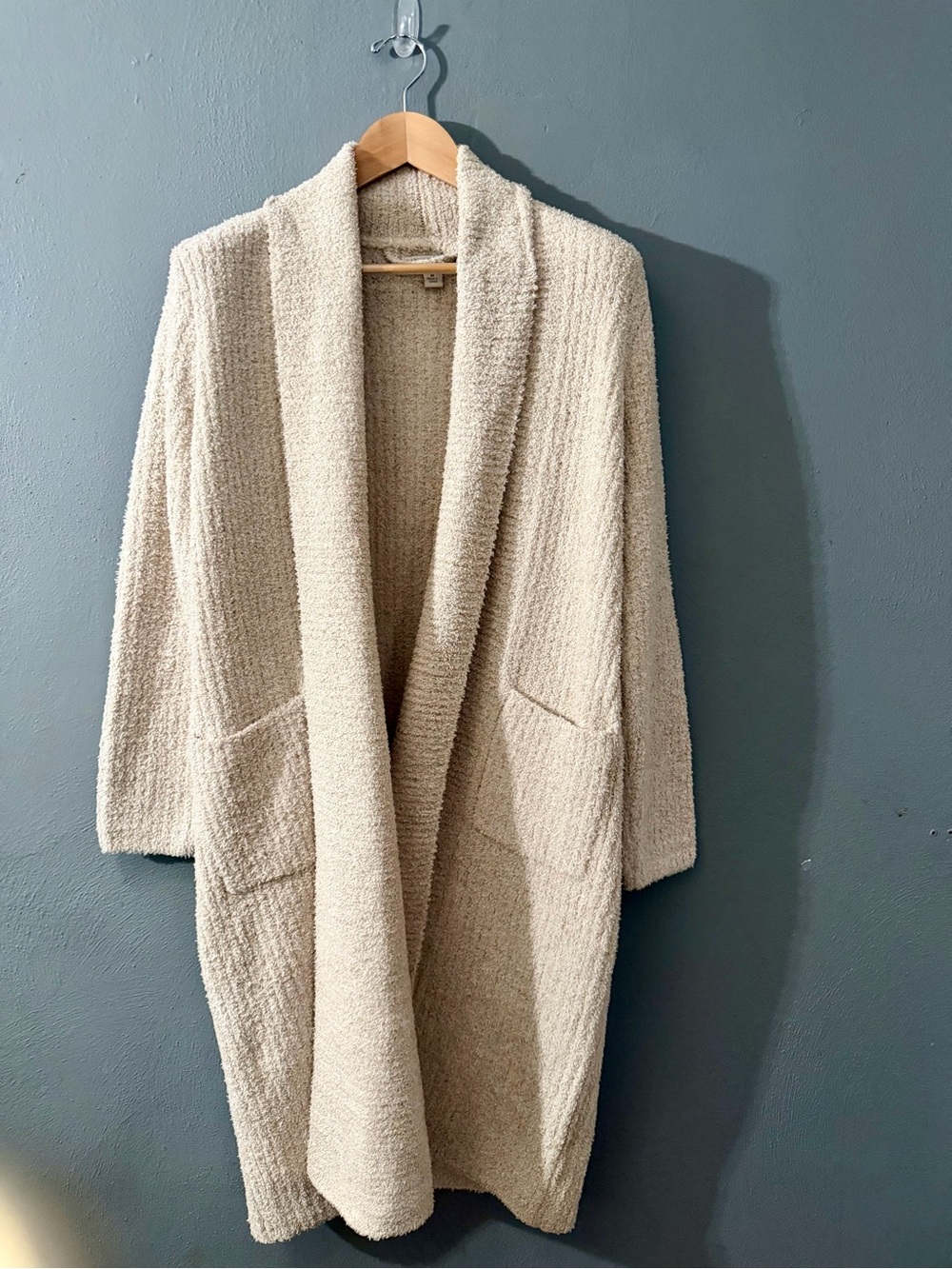 NWOT Barefoot Dreams Cream Open-Front Shawl-Collar Cardigan